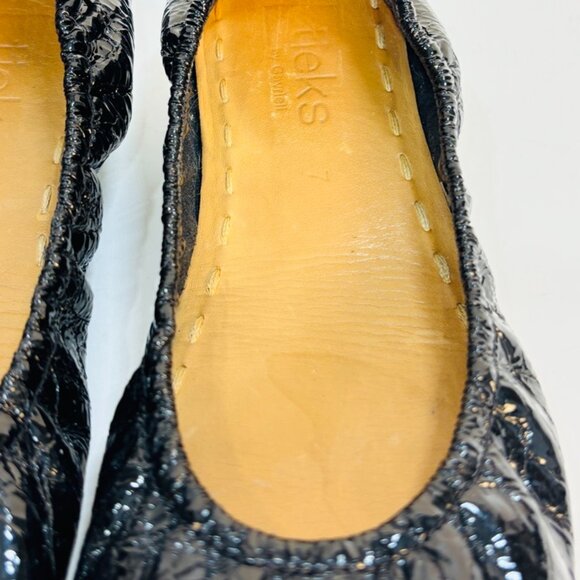 Tieks By Gavrieli Obsidian Black Patent Ballet Flats Women's Size 7 - Picture 4 of 12
